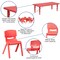 Emma and Oliver 24"W x 48"L Rectangular Plastic Height Adjustable Activity Table Set with 6 Chairs